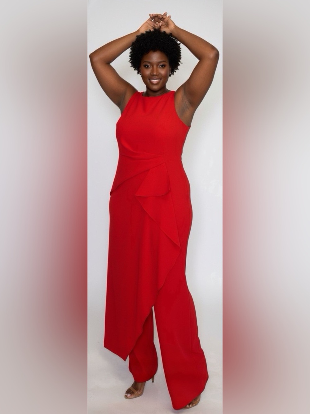 Antonio Melani Cascading Ruffle Asymmetrical Jump Suit SIZE 4